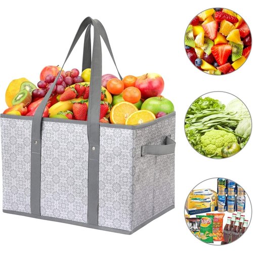 WISELIFE Reusable Grocery Bags [2 Pack],Large Grocery Tote Bag Water Resistant Shopping Bags Foldable Grocery Bag for Clothes,Shoes and Picnic