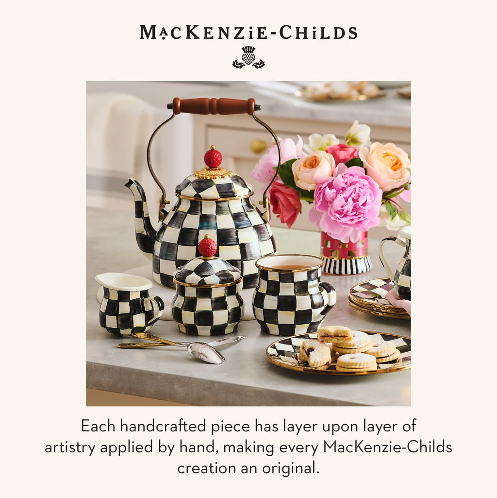 MACKENZIE-CHILDS Tempered Glass Cutting Board, Large Countertop Cutting Board, Black-and-White Courtly Check, Set of 2