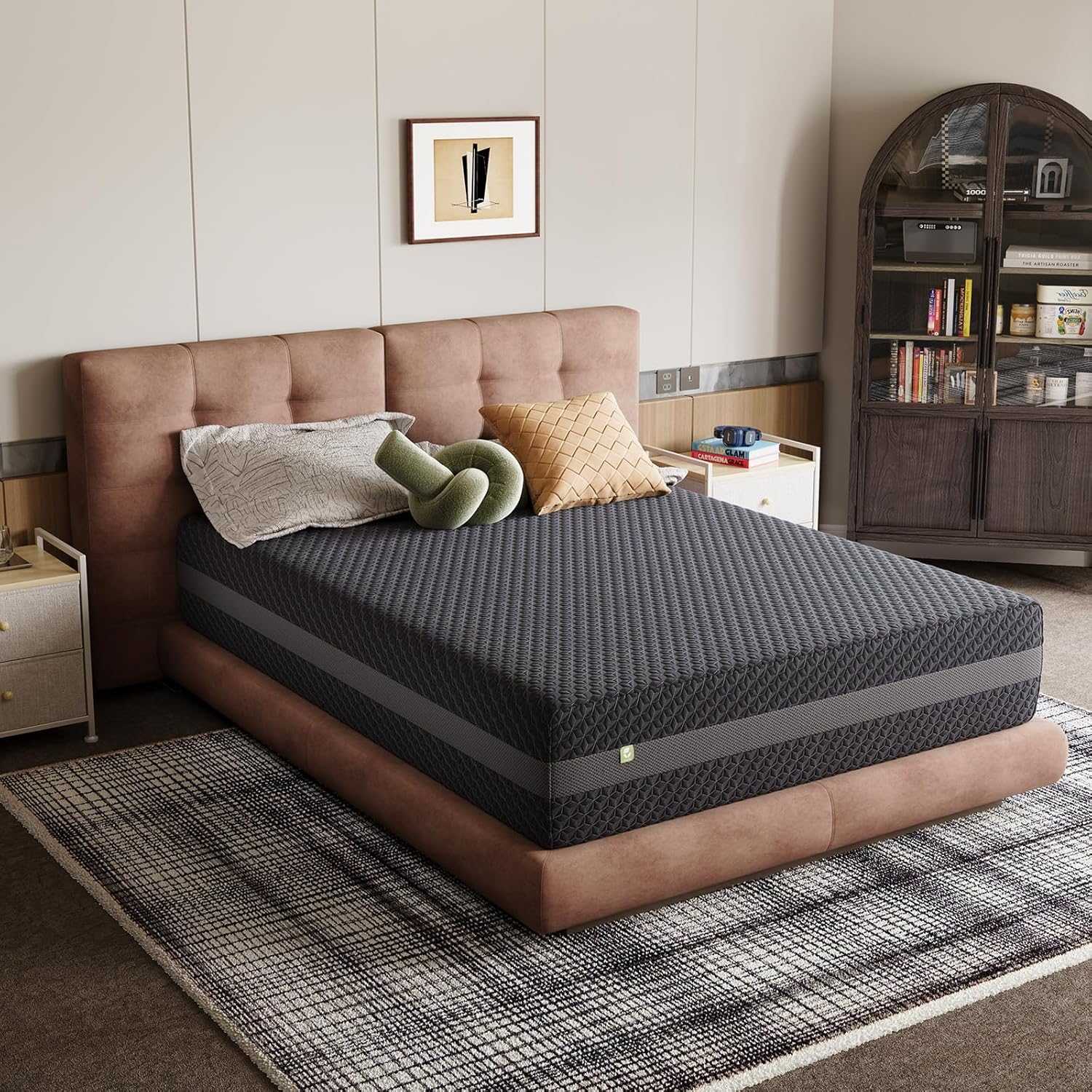 Novilla 14 Inch Queen Gel Memory Foam Mattress - Green Tea-Infused for Pressure Relief & Support