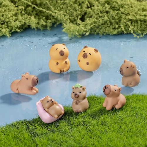 Faunamancy 54 Pcs Mini Capybara Resin Figurines,Miniature Animal Figures,Capybara Cake Topper and Party Decorations,Garden Landscape Accessories,Capybara Gifts (Mini Capybara 54Pcs)