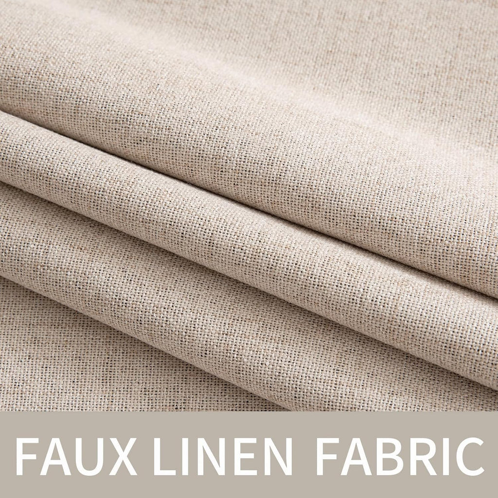 MIULEE 90-Inch Linen Textured Blackout Curtains - Thermal Insulated Natural Beige Drapes | 52 x 90 Inch (2 Panels)