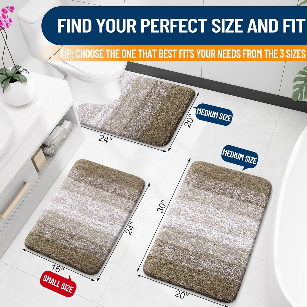OLANLY Bath Rugs Mat - Extra Soft Microfiber, Quick Dry, Machine Washable | 24x16 Coffee Color