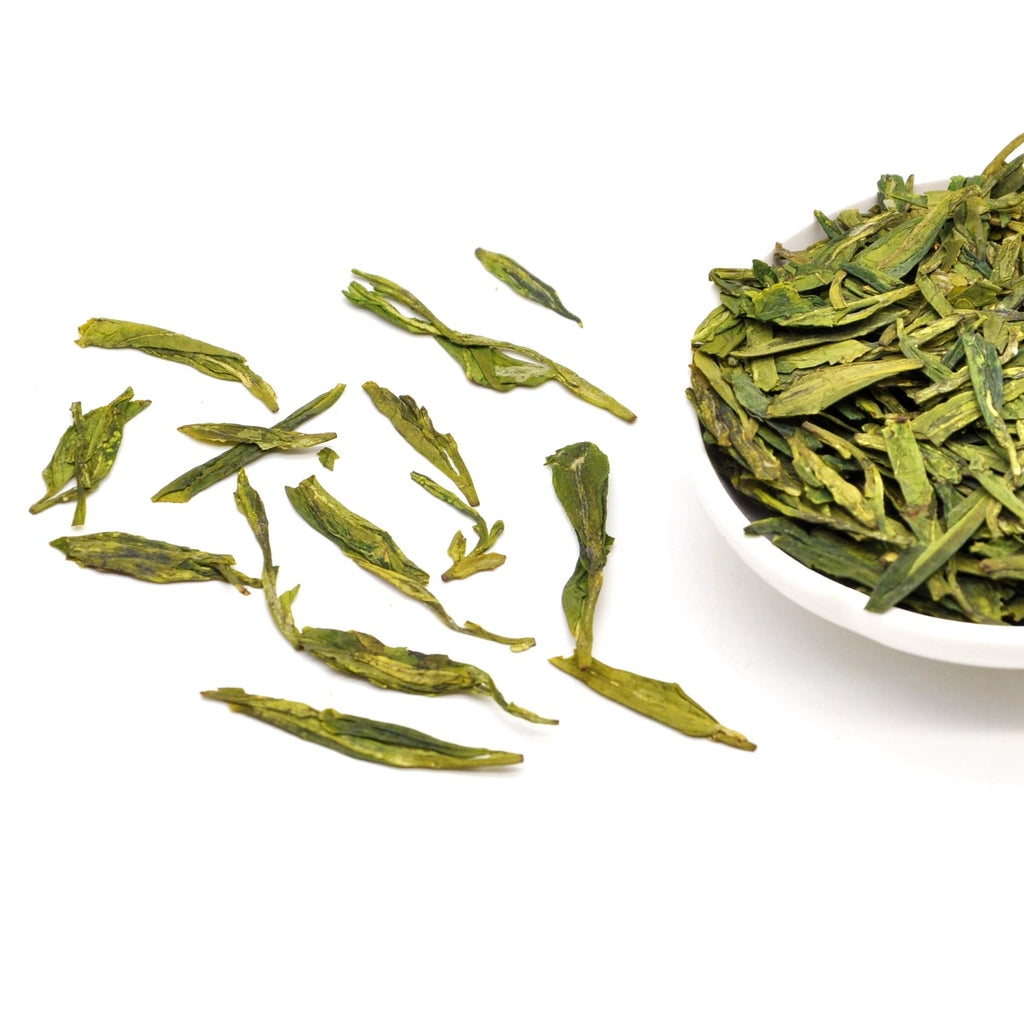 ChaWuWarmSun [A] LongJing Green Tea Loose Leaf - 3.5oz/100g Dragon Well Tea - Origin Hangzhou Chinese Whole Leaf