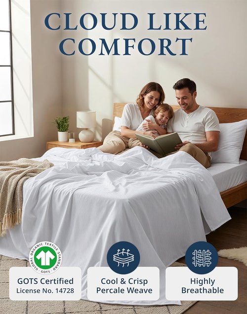 LANE LINEN King Bed Sheets Set - Eco-Friendly 100% Organic Cotton, Soft & Comfy with 15" Deep Pockets