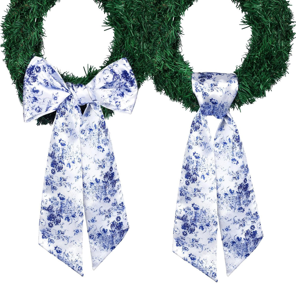 Regine Switzerland Wreath Sash - Reversible Chinoiserie Decor for Monogram Garland | 2 Pcs Set