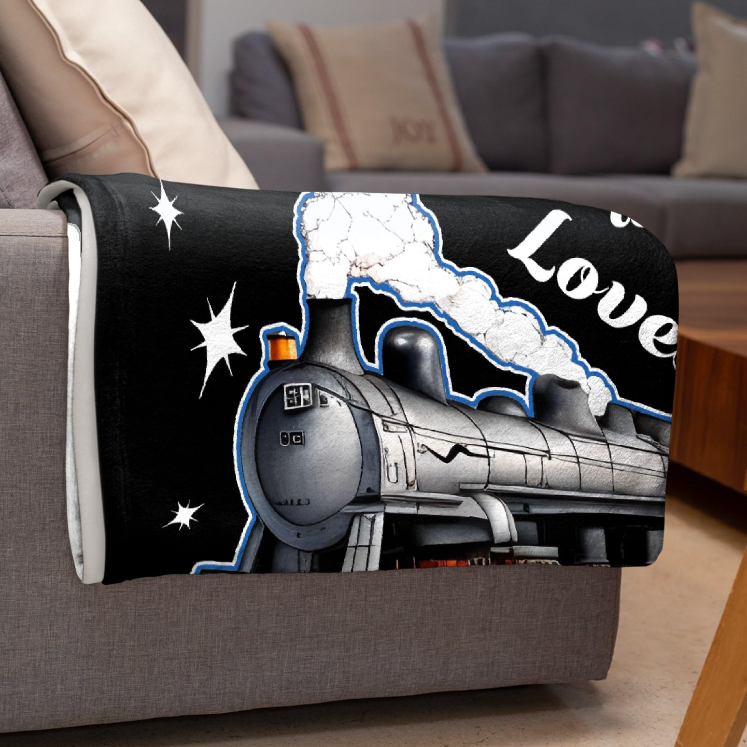Boy Who Loves Trains Blanket Soft Blankets and Throws Flannel Cozy Lightweight Quilt Gift for Train Lovers for Bed Sofa Couch-50x40 Inches