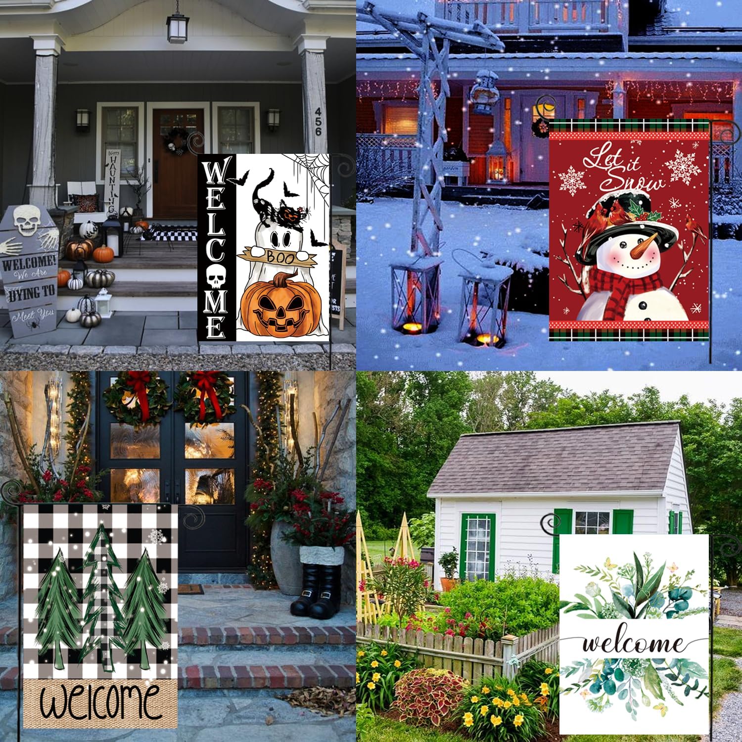 Seasonal Garden Flags by [Brand Name] - Set of 12 Double-Sided 12x18 Inch Outdoor Yard Flags for All Seasons