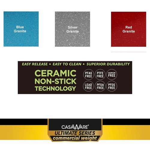 casaWare 11.5 x 11.5 x 1.5-Inch (Exterior) Square Multipurpose Pan, Ultimate Series Commercial Weight, Ceramic Non-Stick Coating (Silver Granite)