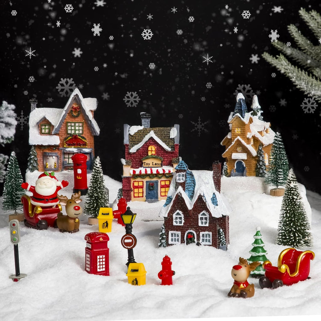 Regine Switzerland Christmas Village Set - LED Light-Up Resin Houses | Festive Indoor Decor Collection