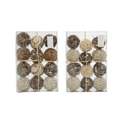 Deco 79 Dried Plant Handmade Decorative Ball Orbs & Vase Filler with Varying Designs, Set of 2 10"H, 7"W, Brown