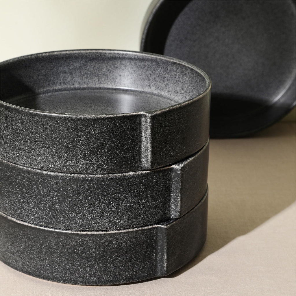 Stone Lain Bao 8-Piece Pasta Bowl Set Stoneware, Charcoal