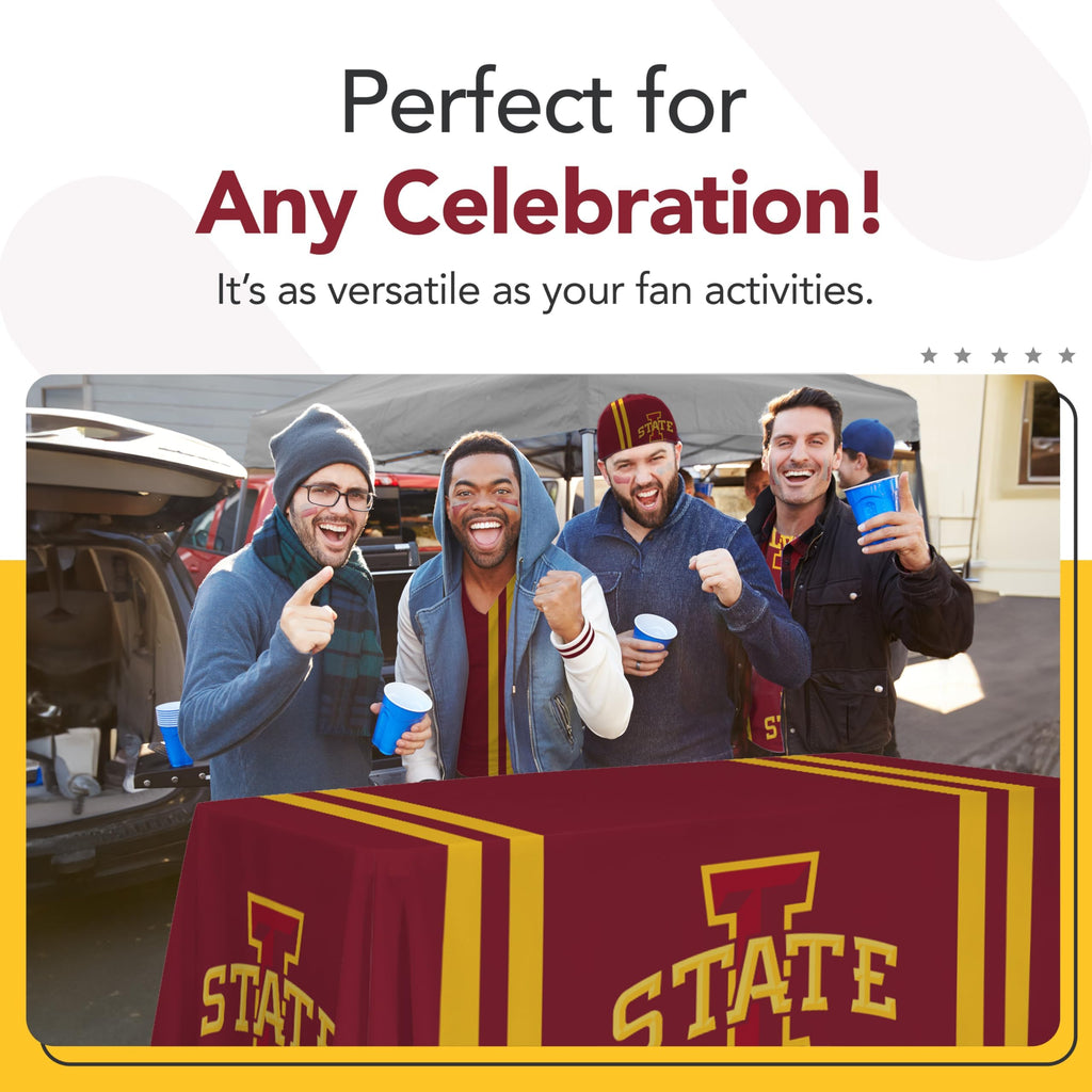 Victory Corps Iowa State Cyclones College Sports Printed Table Throw - NCAA Licensed - Polyester - School Tablecloth (Red) (6' Draped)