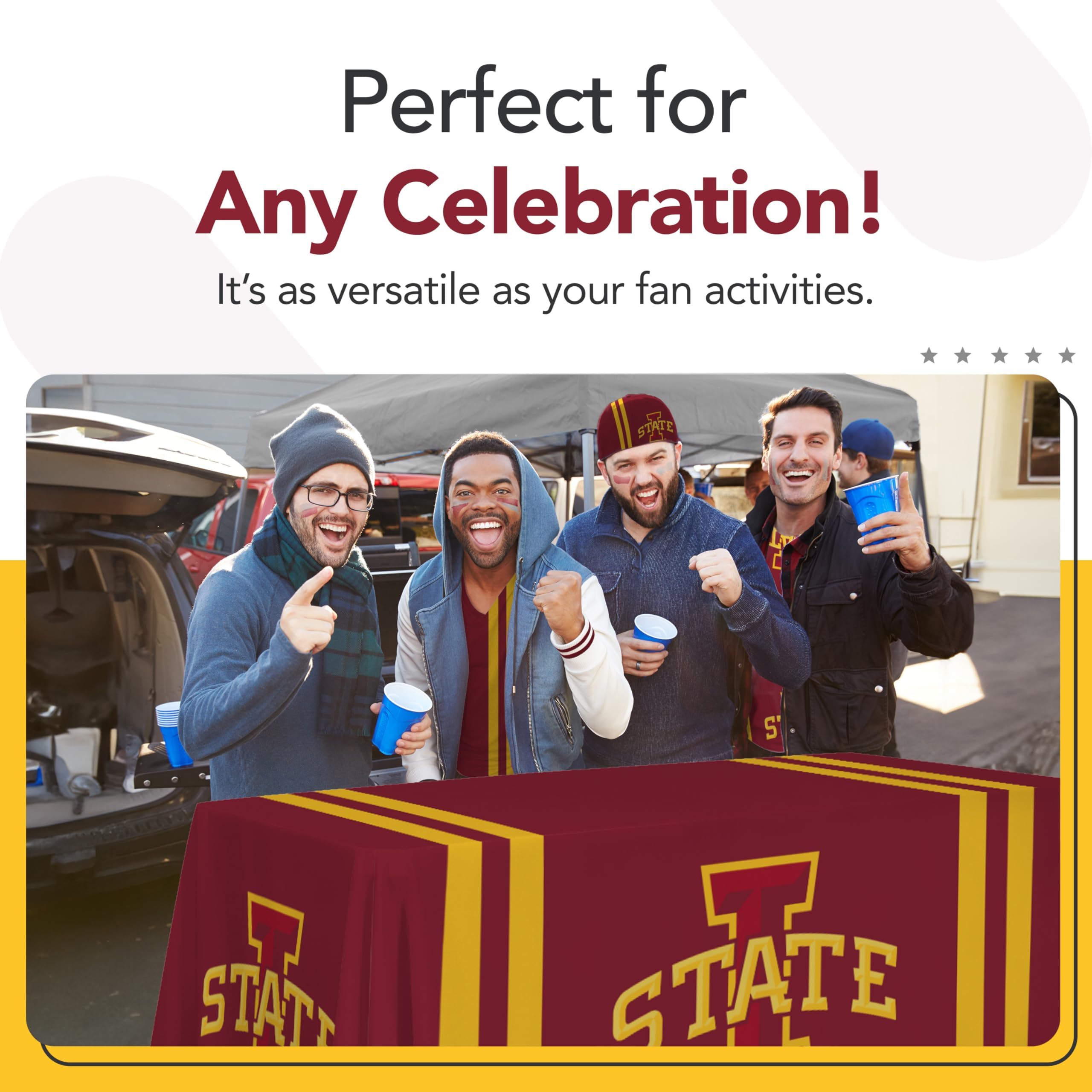 Victory Corps Iowa State Cyclones College Sports Printed Table Throw - NCAA Licensed - Polyester - School Tablecloth (Red) (6' Draped)