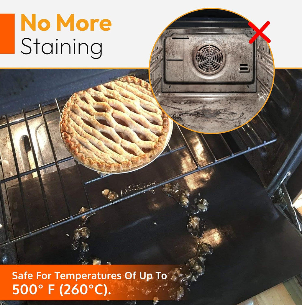 Skiennix Oven Liners - Heavy Duty Non-Stick Mats | 17” x 25” | BPA & PFOA Free, Easy Clean & Heat Resistant