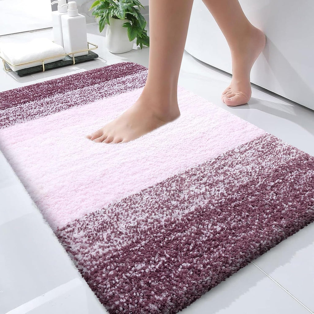 OLANLY Bathroom Runner Rug - Extra Soft Microfiber Mat with Rubber Backing | 47x17 Inches, Quick Dry, Washable, Mauve