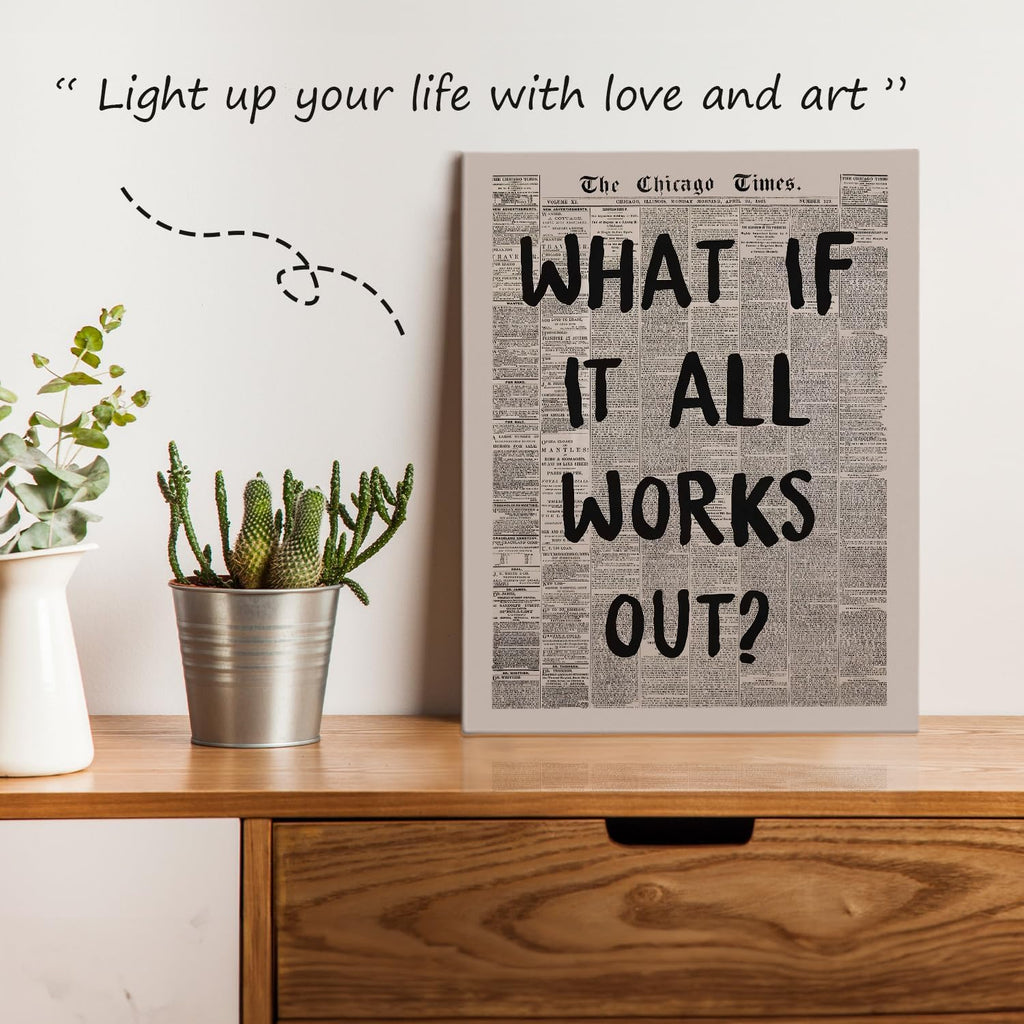 Skiennix Inspirational Wall Art - Motivational "What If It All Works Out" Print | 11x14 Inch Framed Decor for Home & Office