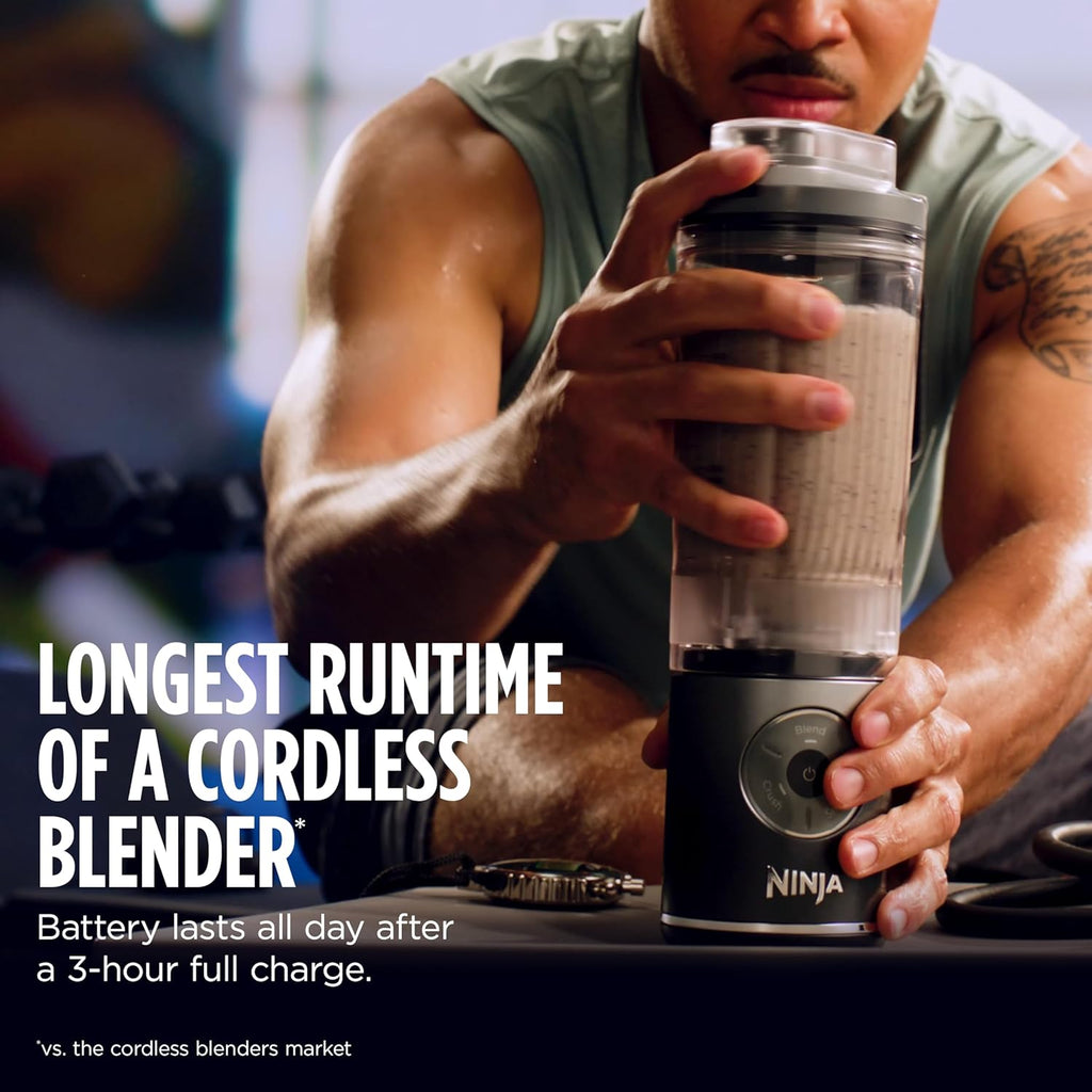 Ninja Blast Max Portable Blender - Cordless Personal Smoothie Maker with 3 Programs | 22 oz Silver Vessel