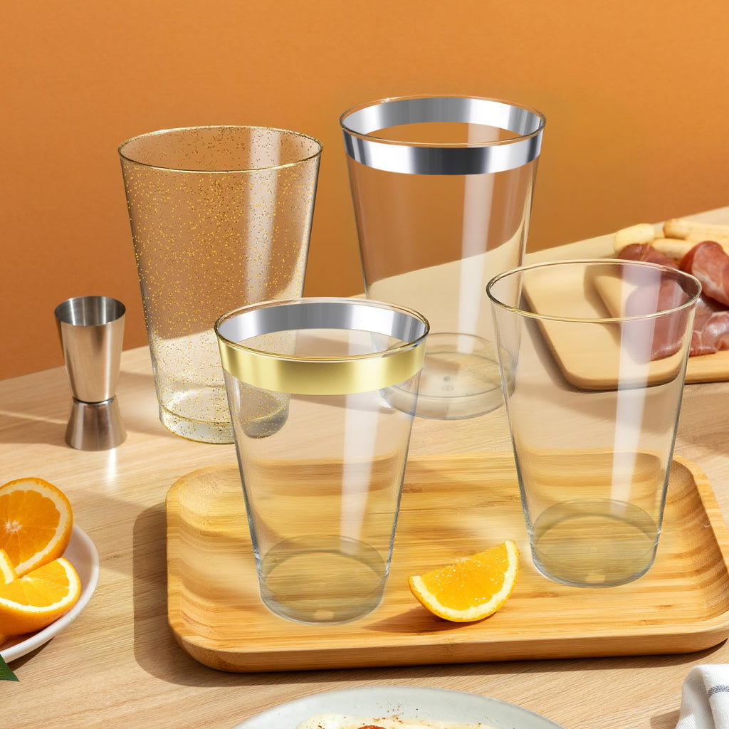 Byvivace 200Counts 12 OZ. Hard Plastic Cups Fancy Disposable Cups for Party, 12 Ounce Clear Elegant Wedding Cups Disposable Wine Glasses for Parties
