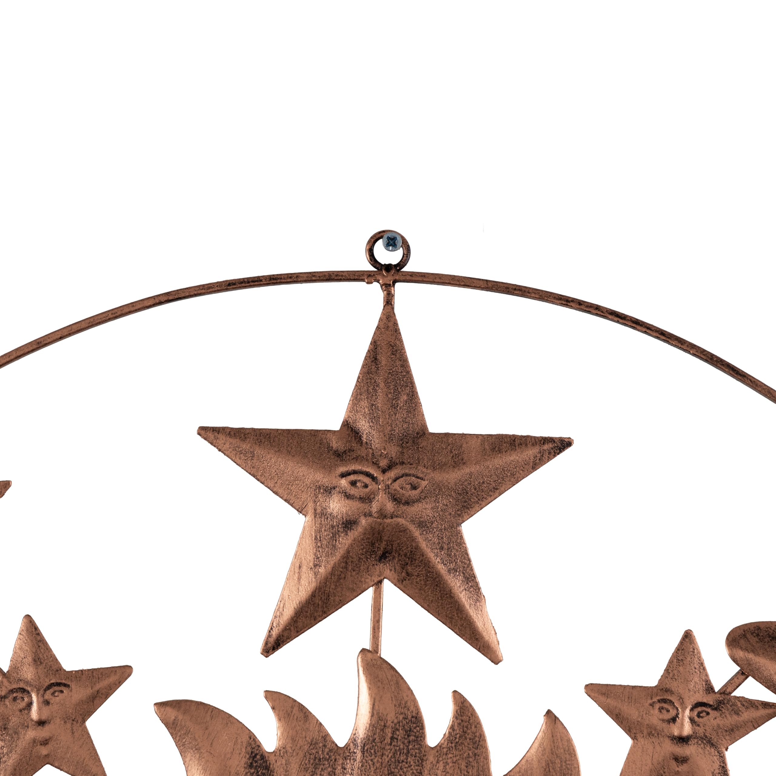 Deco 79 Metal Sun and Moon Home Wall Decor Indoor Outdoor Wall Sculpture with Stars, Wall Art 21" x 1" x 21", Bronze