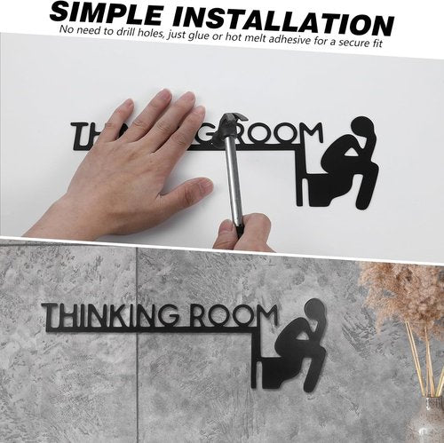 LLOUSSAK Humorous Metal Toilet Sign - Funny Bathroom Wall Art | Black Iron Restroom Decor, 11.8x3.94 Inches