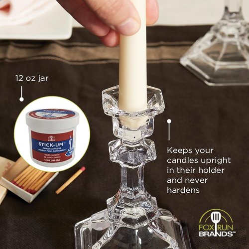 Fox Run Candle Adhesive - 12 Ounces of Stick-Um Candle Holder Dots for Secure Placement
