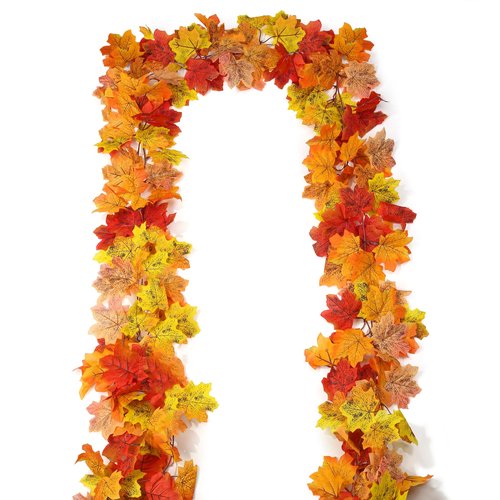 SITUMEIZI 2 Pack Fall Garland 13Ft Fall Leaf Garland for Thanksgiving Fireplace Party Decor Autumn Leaves Garlands for Autumn Decorations
