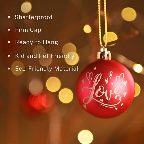 DecorbyHannah Valentines Day Ornaments Tree Decorations, 21ct Pink Red Heart Shaped Ornament Set for Tree, Valentine's Day Large Shatterproof Hanging Christmas Ball for Wedding Anniversary Party