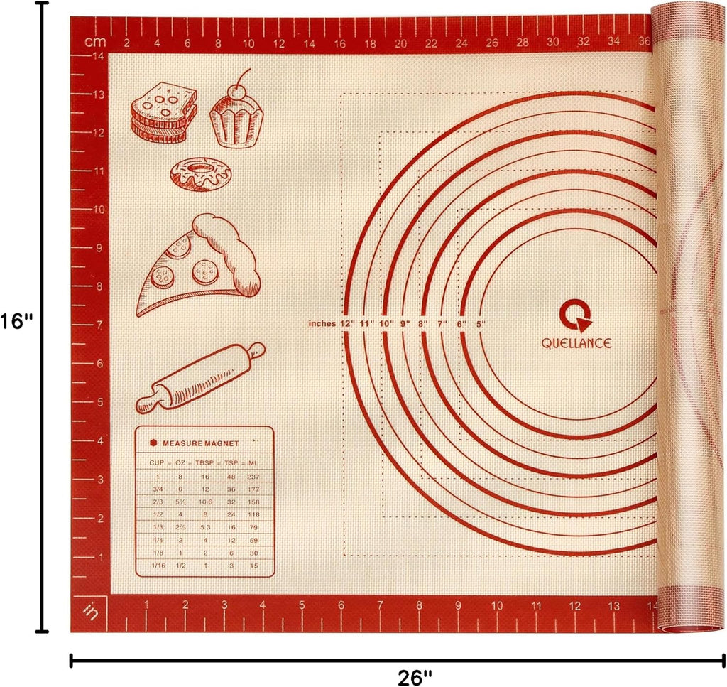 Silicone Baking Pastry Dough Mat - Extra Large 26x16 Inch Nonstick Rolling Sheet for Cookies & Bread