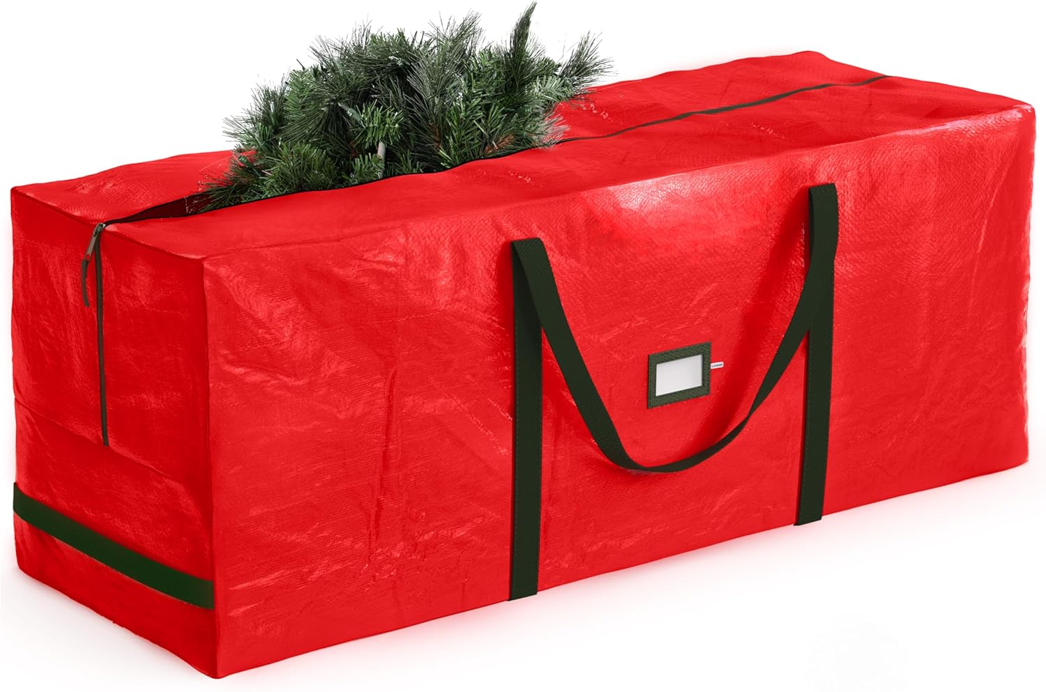 Zober Christmas Tree Storage Bag - Waterproof Protection for 7.5 Ft Artificial Trees - Durable Red Design with Label Slot