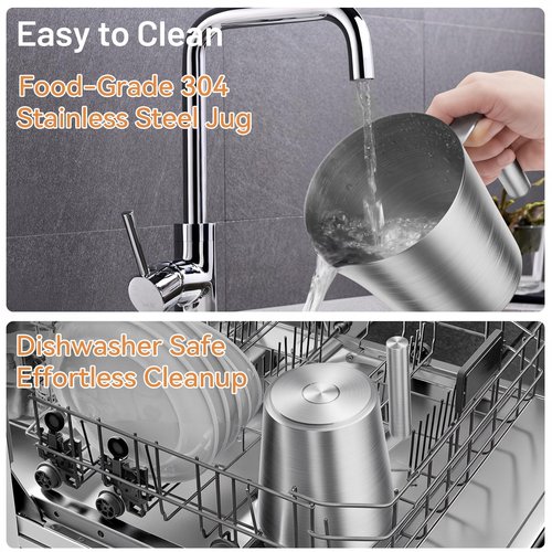Secura 17oz Electric Milk Frother and Steamer, Stainless Steel Detachable Milk Jug, 4-in-1 Hot & Cold Foam Maker for Latte, Cappuccino & Hot Chocolate, BPA & Teflon-Free, Dishwasher Safe