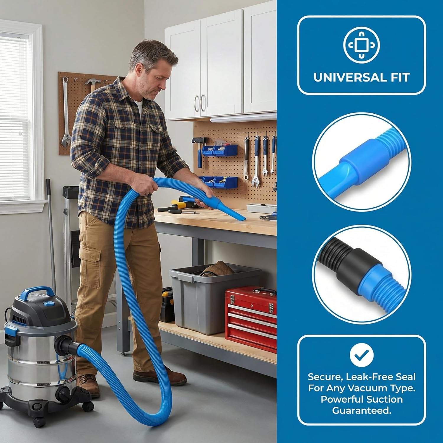 Skiennix Dryer Vent Cleaner Kit - 31.5" Flexible Lint Vacuum Attachment | Universal Fit, Deep Cleans Clogged Vents, Reduces Fire Hazards (Blue)