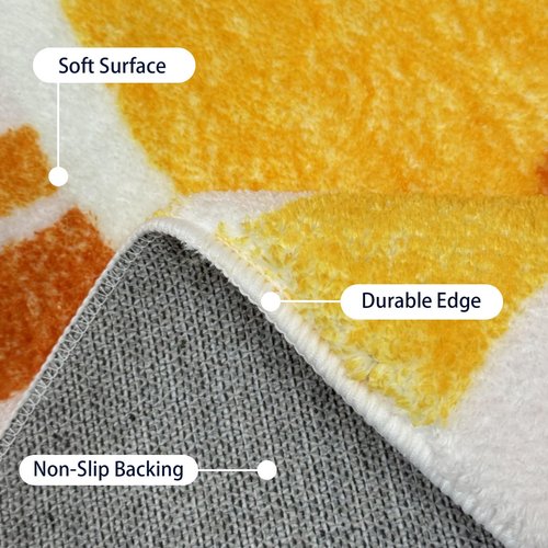 Lacomfy Kids Rug Boho Sun Play Mat 4Ft Round Sunshine Bedroom Carpet for Boys Girls Circle Nursery Mat for Playroom, Washable Sun Area Rug for Classroom Living Room, Children's Rugs, Orange Yellow
