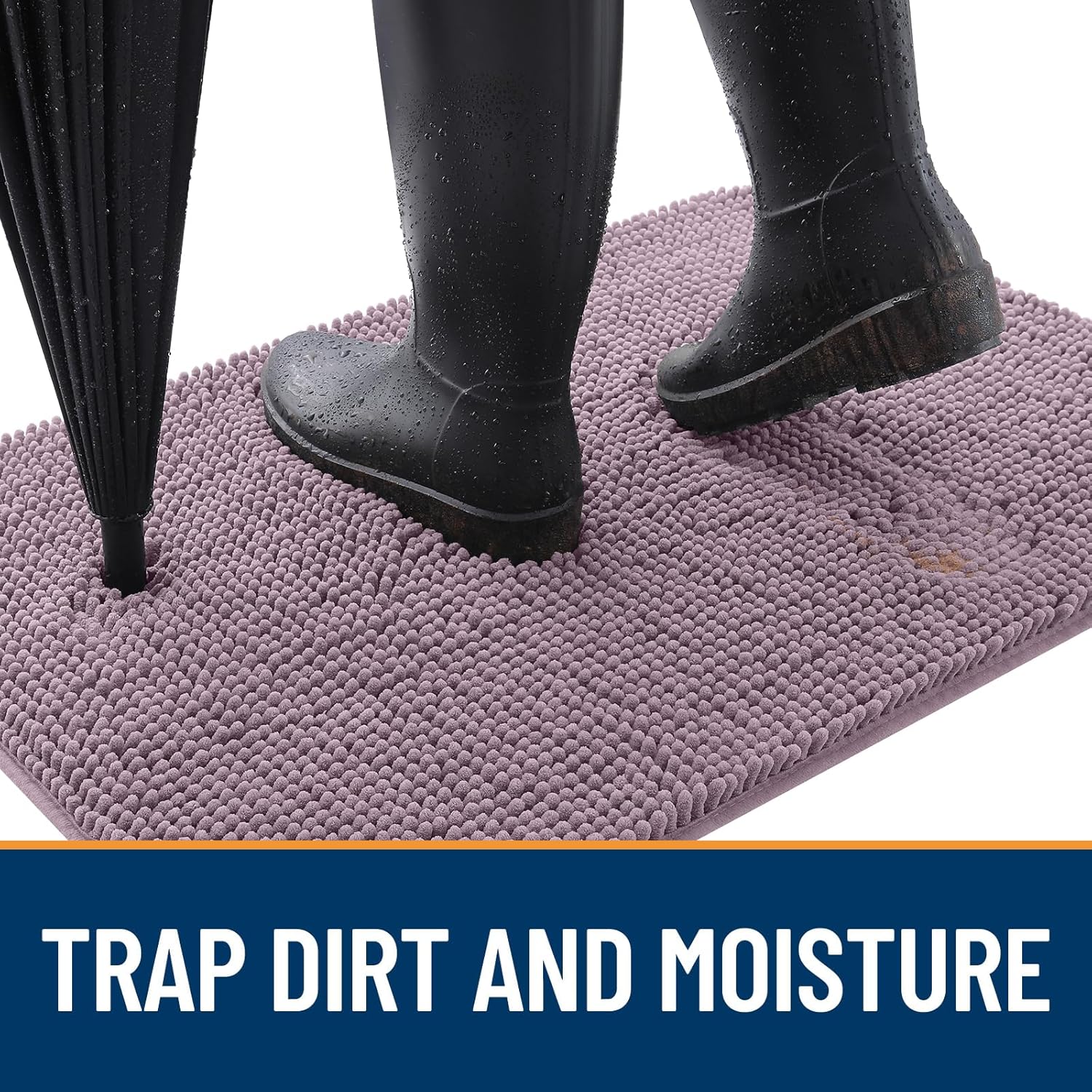 OLANLY Dog Door Mat - Absorbent Non-Slip Chenille Mat for Muddy Paws | 70x35 Deep Plum Color