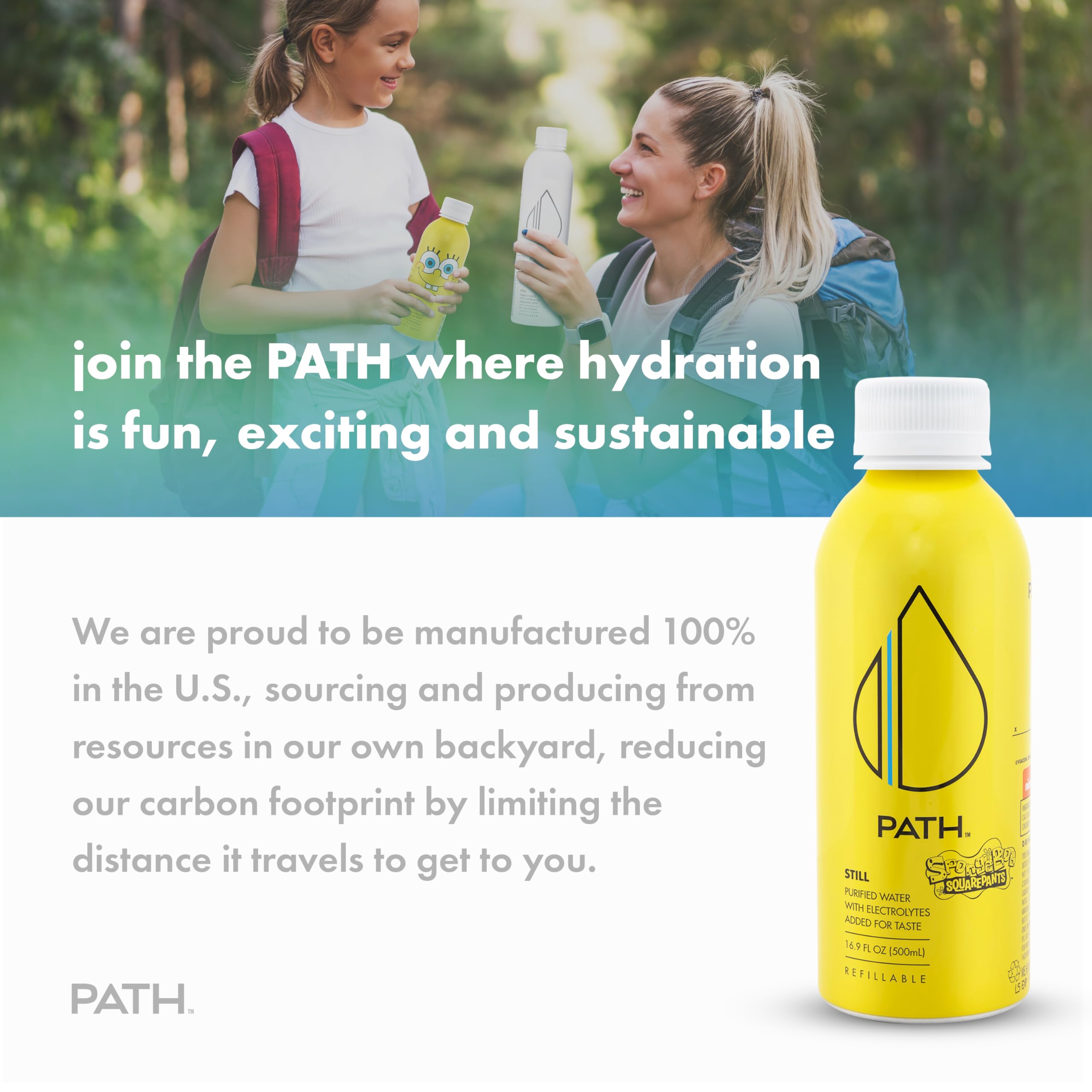 PATHWATER Still Water Ultra-Purified, pH-Balanced, Locally Sourced SpongeBob All-Stars Variety Pack Aluminum Bottle BPA Free, Reusable, Infinitely Recyclable Bottled Water 16.9oz (Pack of 12)