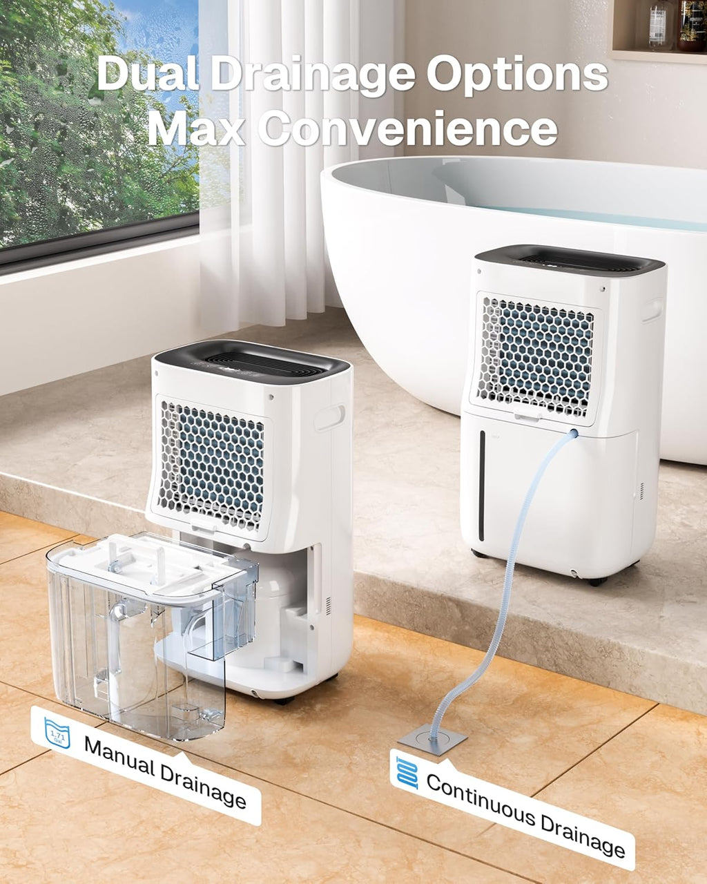 Skiennix 4500 Sq.Ft Dehumidifier - Smart Humidity Control | 80 Pint/Day with Drain Hose & 1.71 Gallon Tank