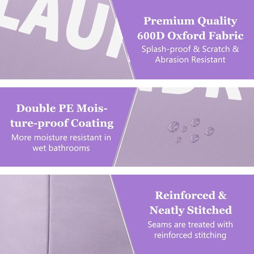 IHOMAGIC 95L Folding Laundry Basket, Large Laundry Hamper with Handles, Portable Dirty Clothes Hamper, Independent Storgae Basket for Bathroom, Living Room, Dorm, Purple