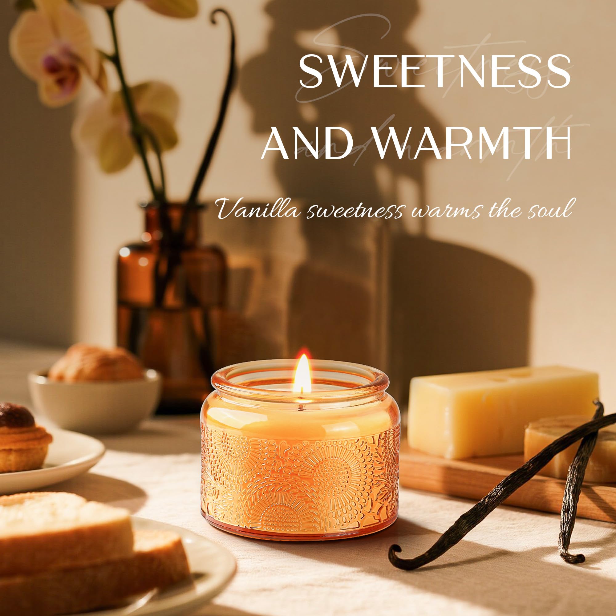 NORVENCE Candles for Women, Scented Candle Gift Set of 4, Scented Candles for Home, Birthday and Christmas Candle Gifts for Women (Vanilla, Lavender, Cinnamon, Jasmine, 14.4 oz)