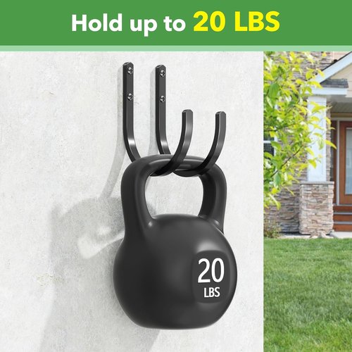 Garden Hose Holder - Durable Aluminum Wall-Mounted Hose Hanger with 4 Hooks for Outdoor Use