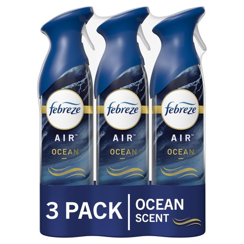 Febreze Air Mist Air Freshener Spray, Odor-Fighting Room Spray, Air Fresheners for Home and Bathroom and Kitchen, Aerosol Can, Ocean Scent, 8.8oz (Pack of 3)
