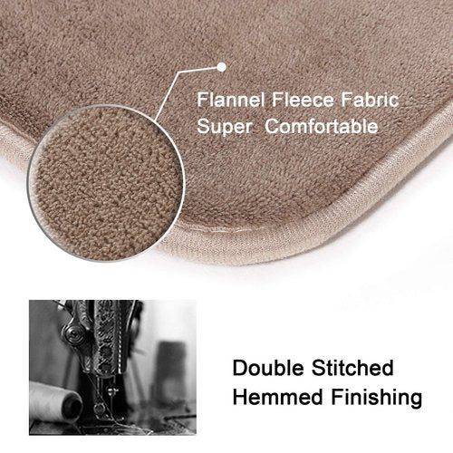 H.VERSAILTEX Bath Mat Memory Foam Bathroom Rug Flannel Velvety Luxury Extra Soft and Absorbent Non Slip Rugs for Bathroom/Bedroom Washable (Curved Set 20"x 32" Plus 20"x 20"U, Taupe)