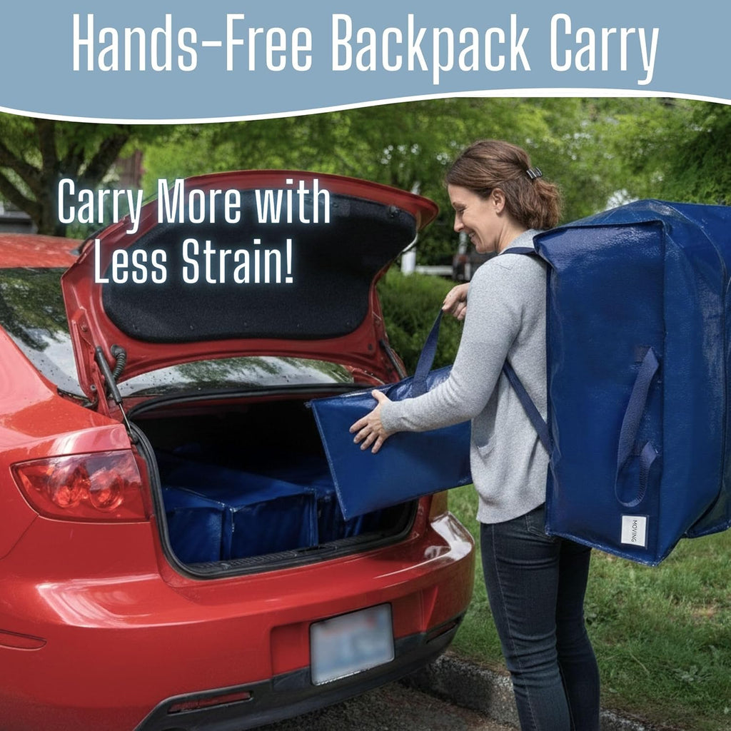 VENO Heavy Duty Moving Bags - Extra Large 2 Pack with Backpack Straps & Zippers | Ideal for College Dorm Essentials