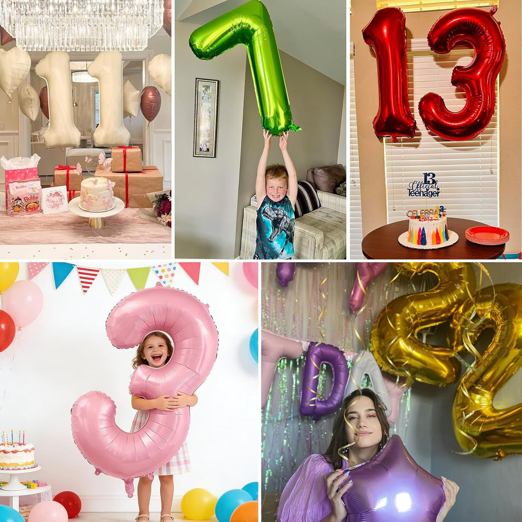 Smlpuame 40-Inch Gold Number Balloons 0-9 | Large Helium Foil Balloons for Birthday & Anniversary Celebrations