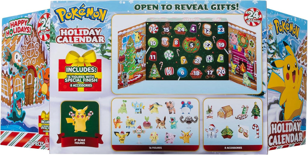 Pokémon PKW3066 Holiday Calendar - 24 Collectible 2-Inch Battle Figures for Fun Adventures