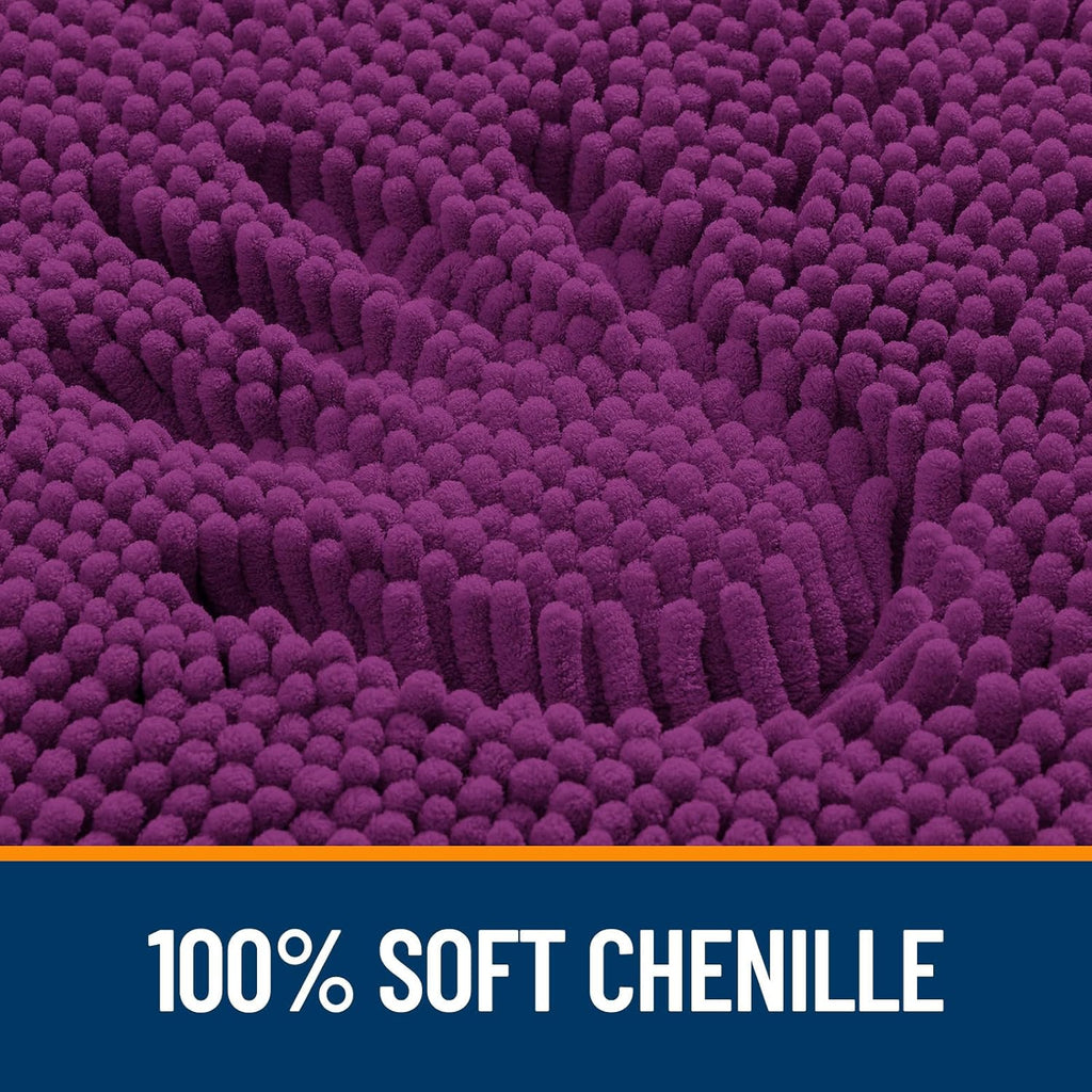 OLANLY U-Shaped Toilet Rug - Extra Soft Chenille Bathroom Mat, Quick-Dry & Non-Slip - 24x20, Purple
