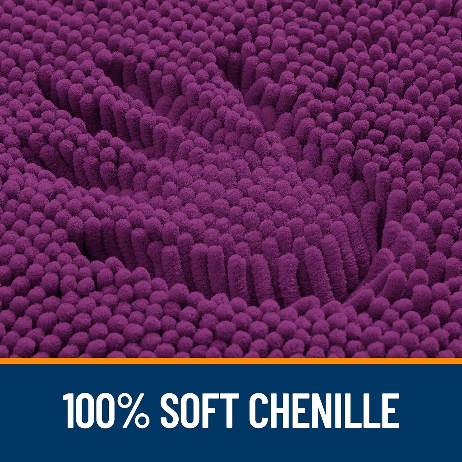 OLANLY U-Shaped Toilet Rug - Extra Soft Chenille Bathroom Mat, Quick-Dry & Non-Slip - 24x20, Purple