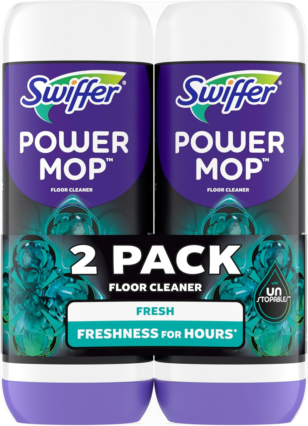 Swiffer PowerMop Floor Cleaner - Unstopables Fresh Scent Refills | 25.3 fl oz, 2 Pack