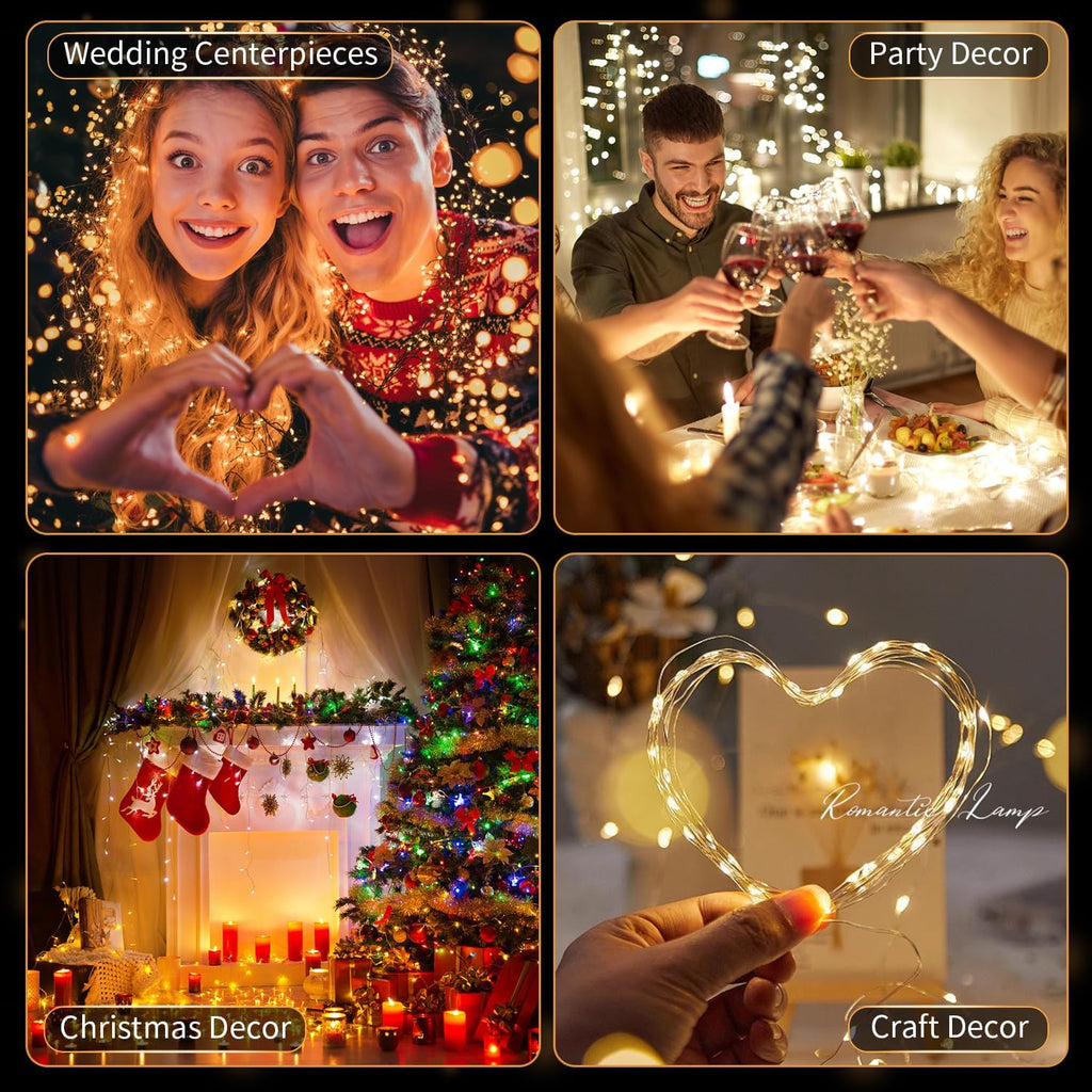Skiennix 20 Pack LED Fairy Lights - Waterproof Mini Twinkle String Lights for Weddings & Parties | Warm White, 7FT