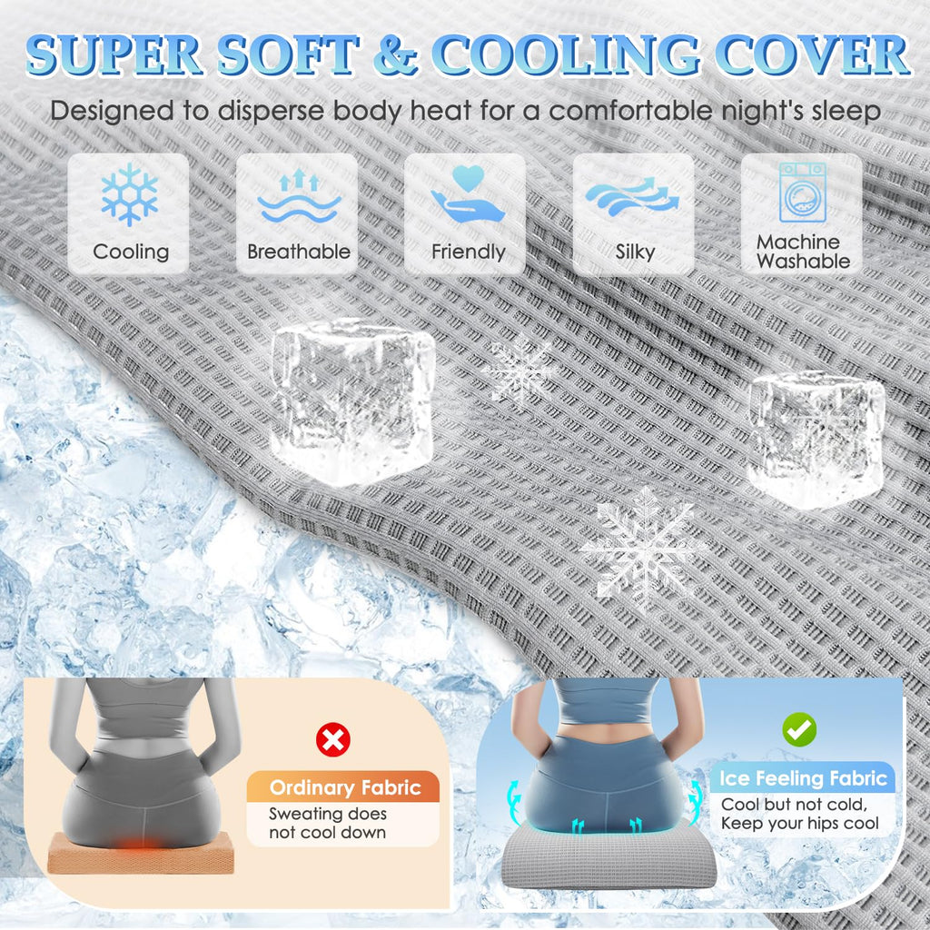 Recliner Chair Cushions For Elderly Long Sitting, Extra Large Cooling Seat Cushion Support For Couch, Armchair - Seniors Chair Thick Foam Pad With Non-slip Base For Tailbone Pressure Relief Pain