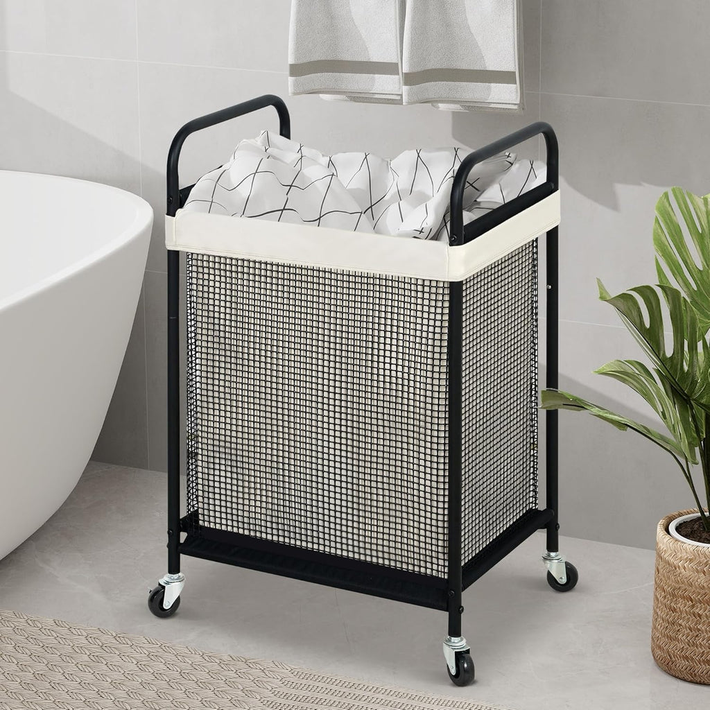 STO STO Laundry Hamper - 90L Rolling Sorter Cart with Removable Washable Liner & Wheels