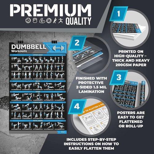 Laminated Large Workout Poster Set by [Brand Name] - Essential Exercise Charts for Home Gym | 12-Pack Fitness Posters